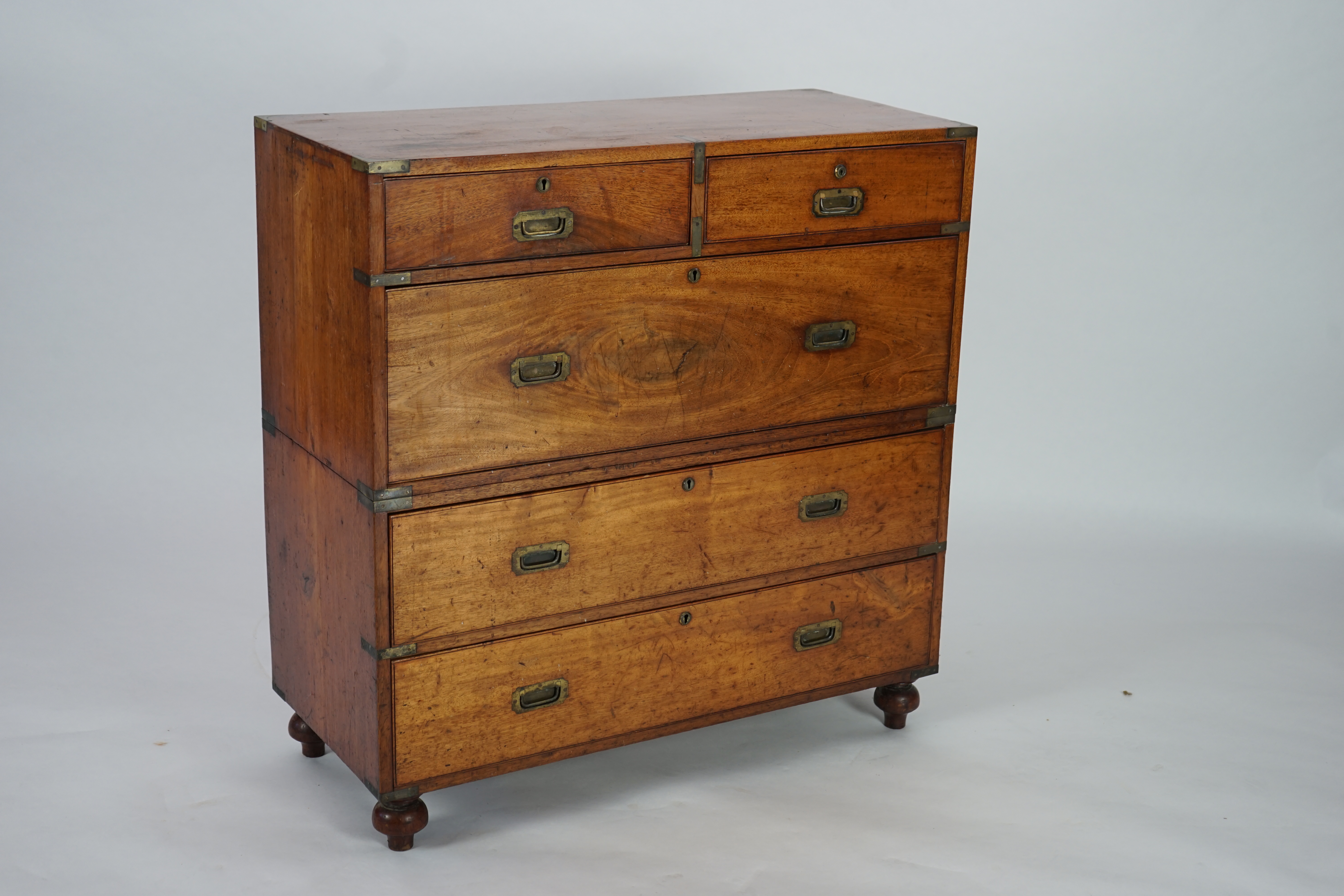 A Victorian teak campaign chest